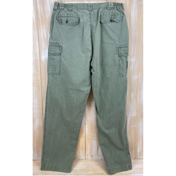 LL Bean Mens Cargo Pants Green Size 38 x 34 (36x33)  Cotton Straight Leg - Picture 4 of 9